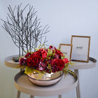 Arranjo De Mini Rosas Vermelhas No Vaso Baixo Rose| Linha Arr